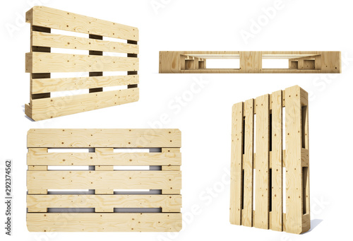 Fototapeta Naklejka Na Ścianę i Meble -  Colorful brown pallet isolated over a white background. (Clipping path inside, 3D rendering computer digitally generated illustration.)