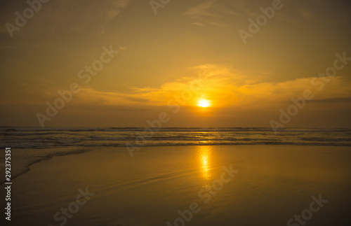 Landscape Sunset Sea Waves Beach