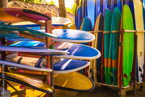 Photography Set of different color surf boards
