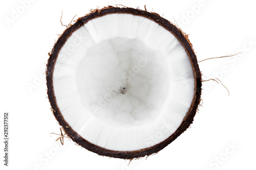 half coconut on a white background