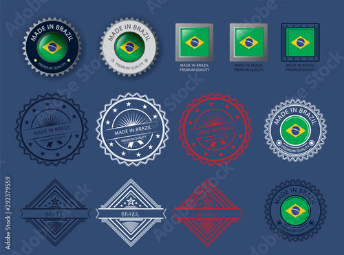  Made in Brazil seal, Brazilian flag and color  --Vector Art--
