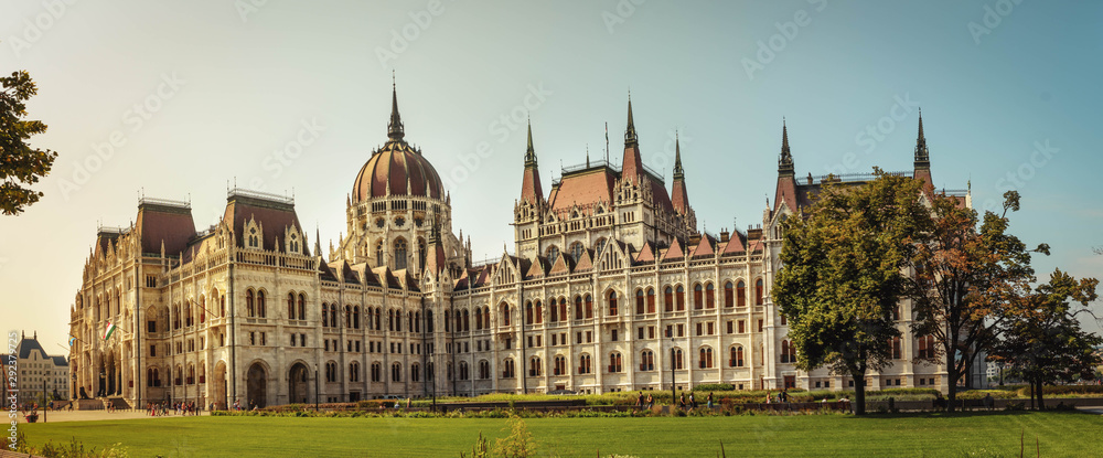 Hungarian Parliament Building at the morning panoramic