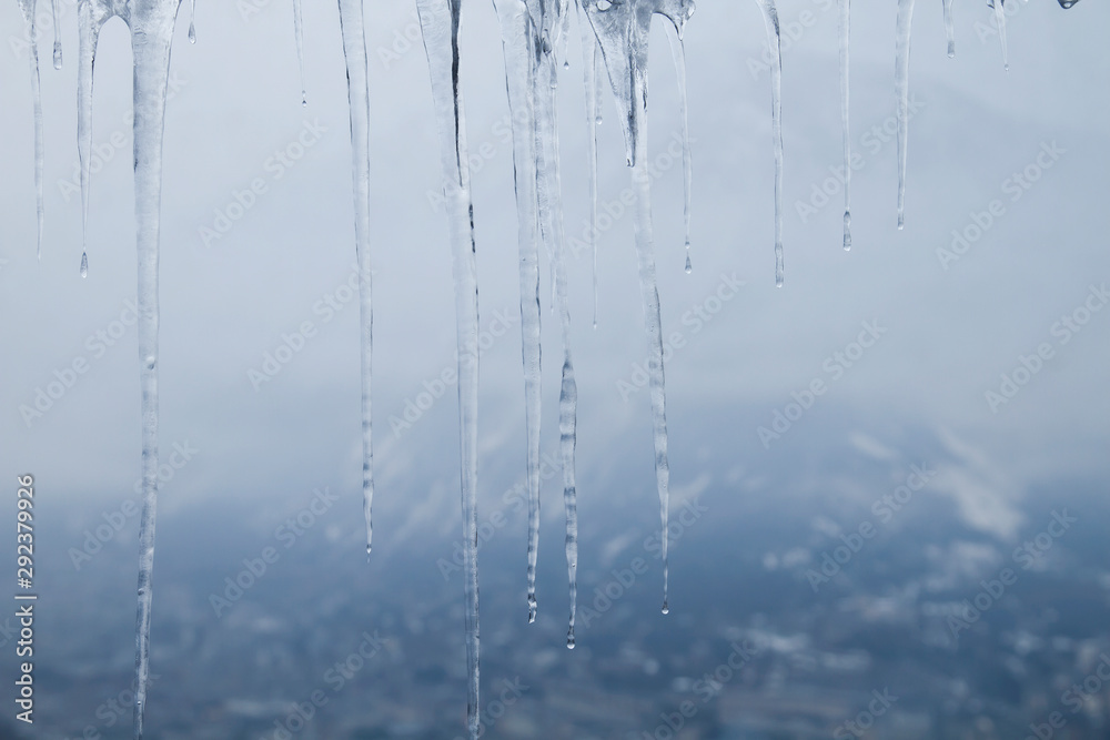 Detail of icicles in a window Detail of icicles in a window