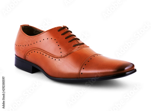 Side View Of Brown Shoes Isolated On White Background