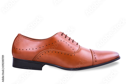 Side View Of Brown Shoes Isolated On White Background