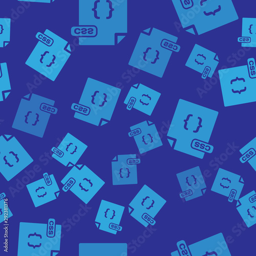 Blue CSS file document. Download css button icon isolated seamless pattern on blue background. CSS file symbol. Vector Illustration