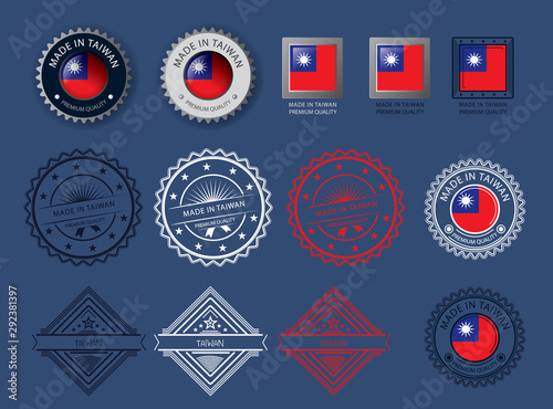  Made in Taiwan seal, Taiwanese flag and color  --Vector Art--