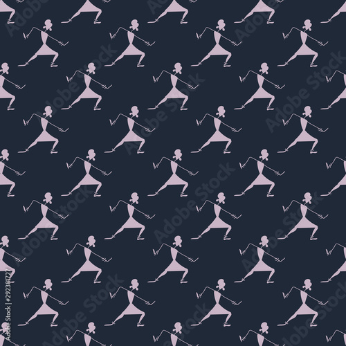 Ethnic Indian traditional dance seamless pattern on a dark blue background  vector