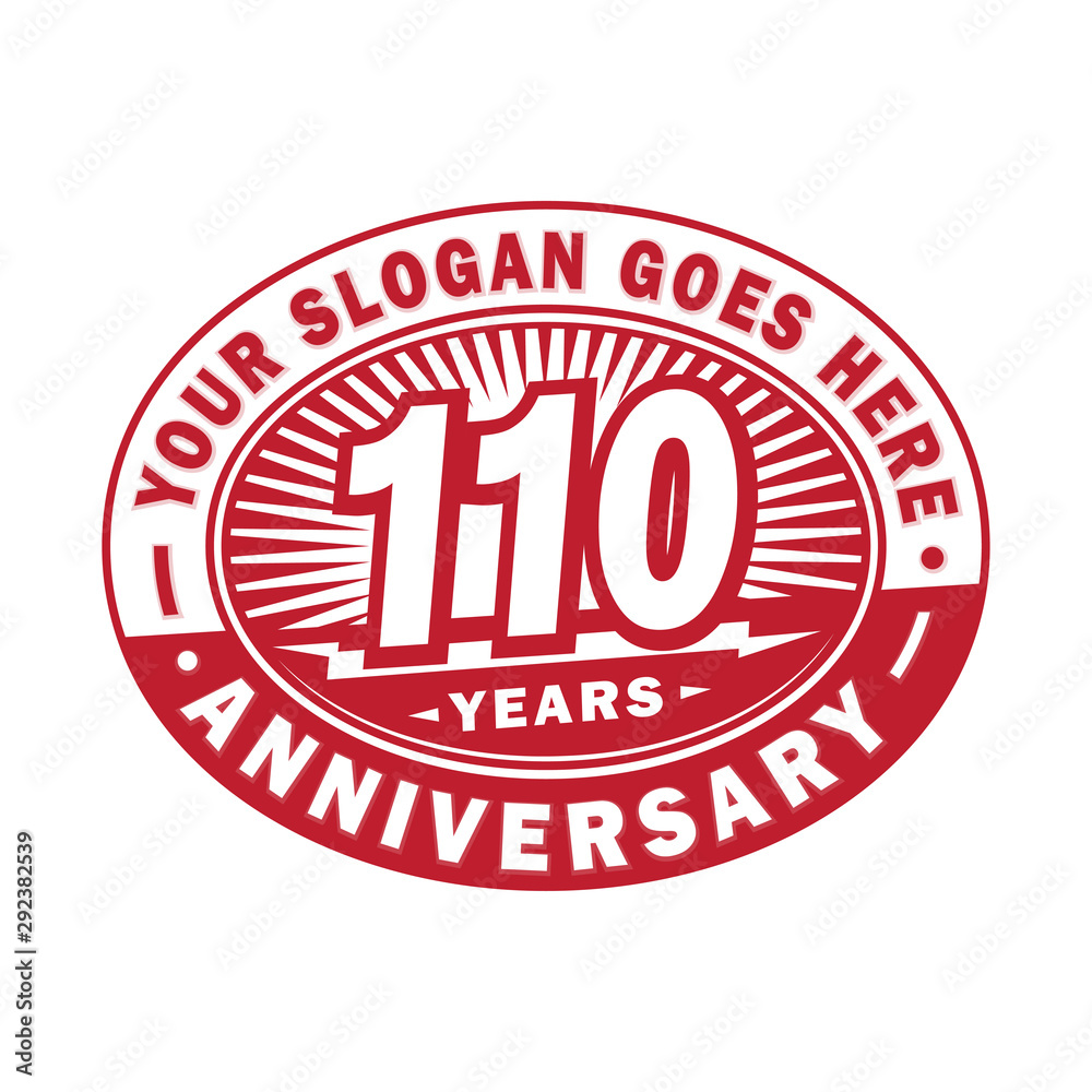 110 years anniversary design template. 110th logo. Red design - vector and illustration.