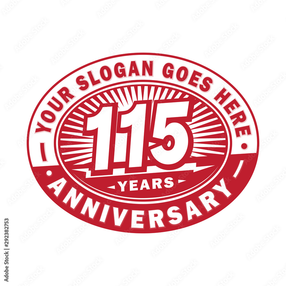 115 years anniversary design template. 115th logo. Red design - vector and illustration.