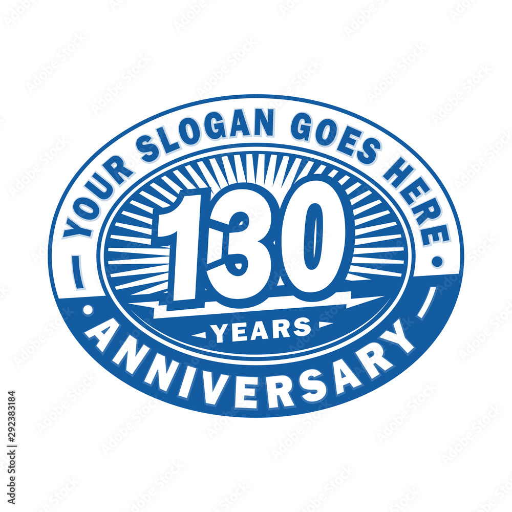 130 years anniversary design template. 130th logo. Blue design - vector and illustration.