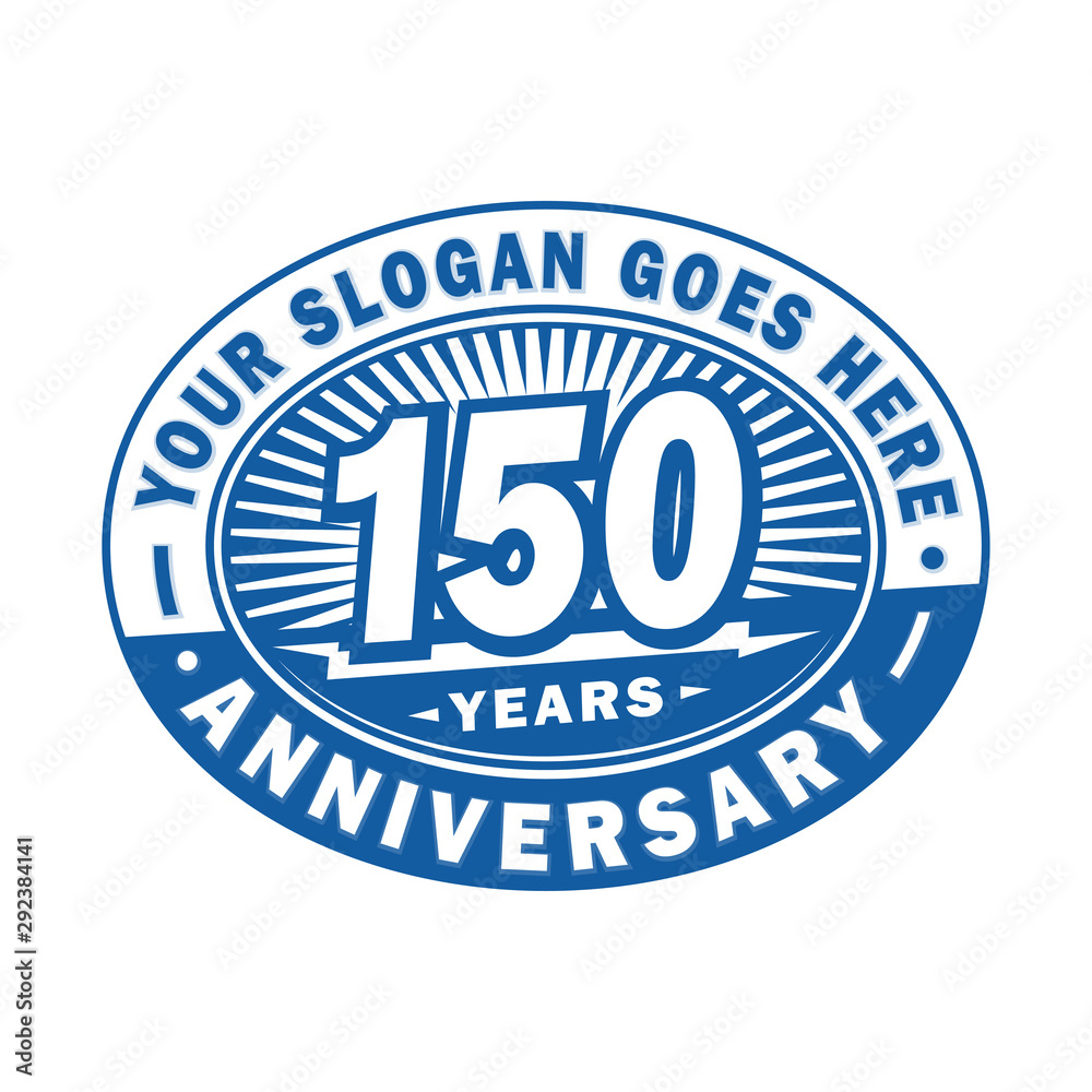 150 years anniversary design template. 150th logo. Blue design - vector and illustration.