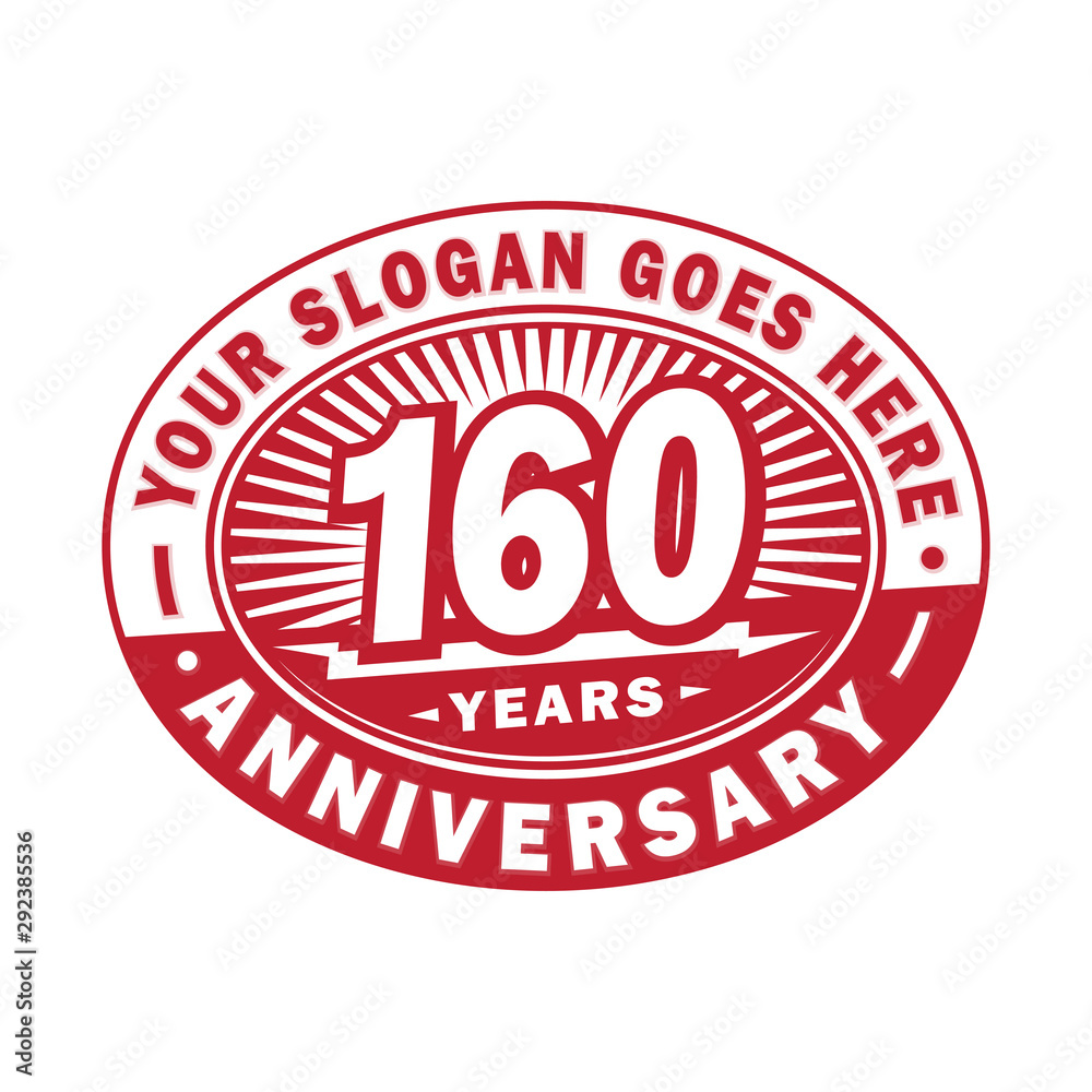 160 years anniversary design template. 160th logo. Red design - vector and illustration.