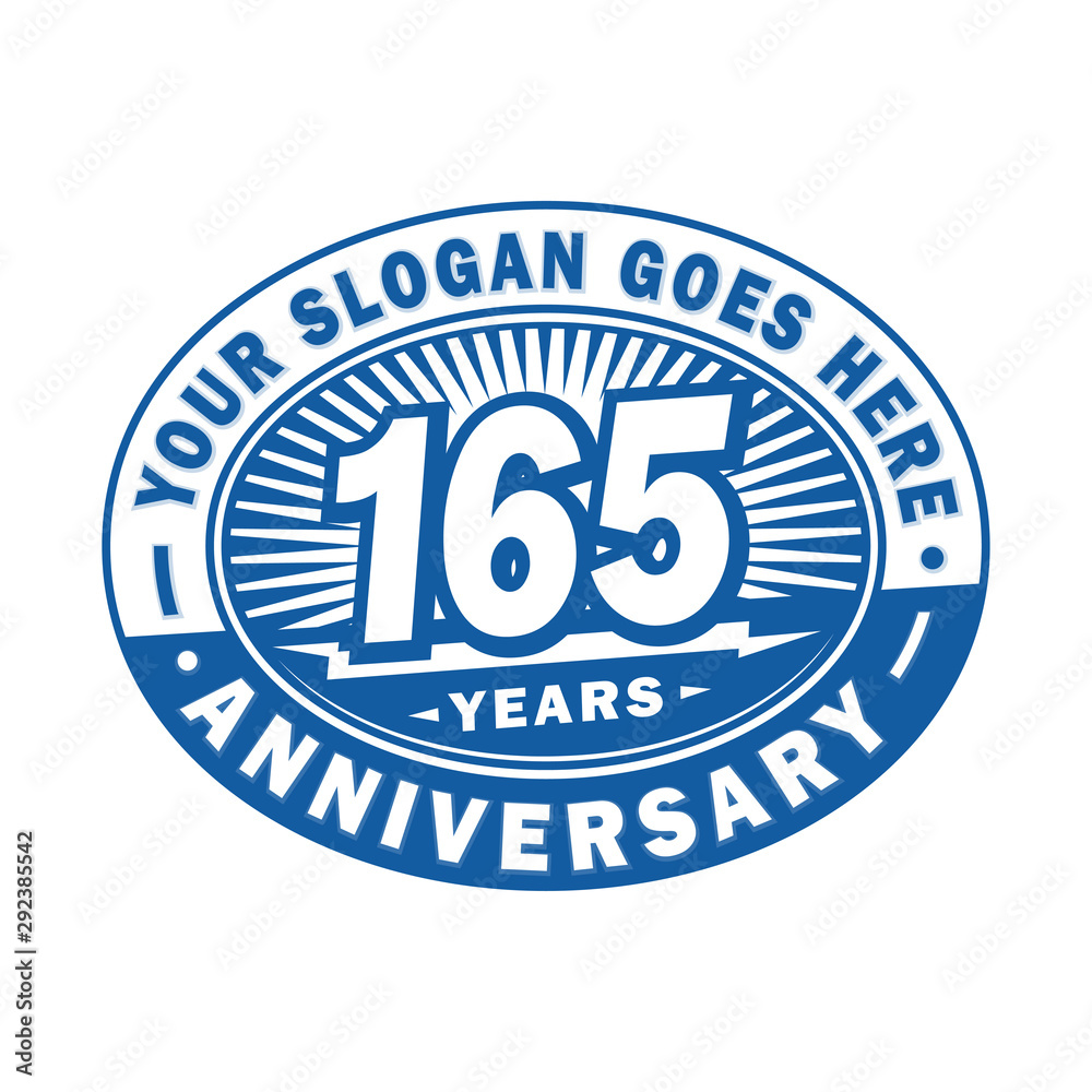 165 years anniversary design template. 165th logo. Blue design - vector and illustration.