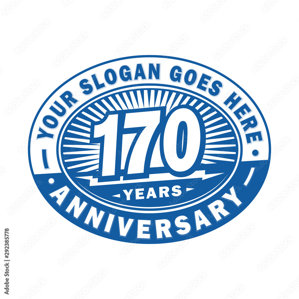 170 years anniversary design template. 170th logo. Blue design - vector and illustration.