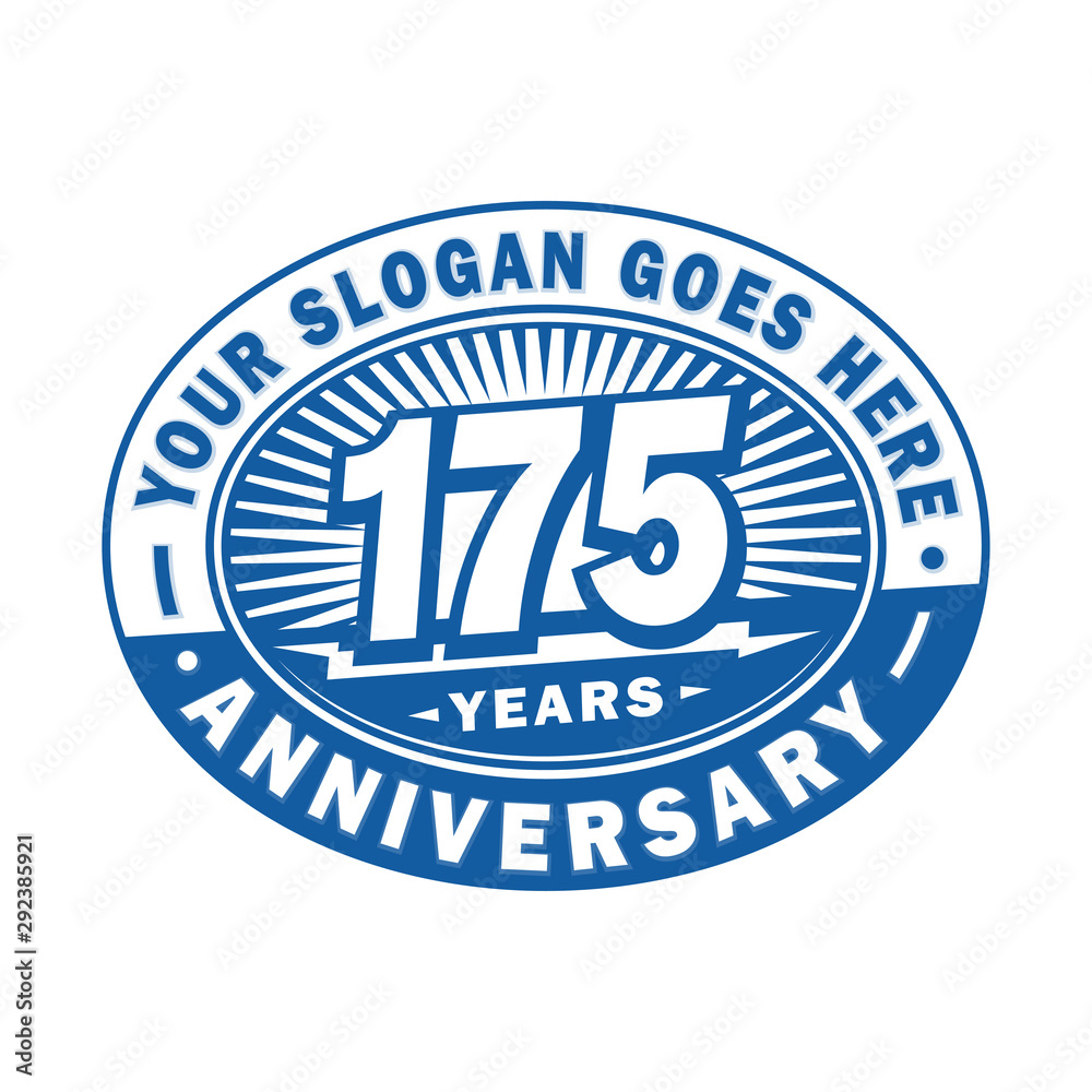 175 years anniversary design template. 175th logo. Blue design - vector and illustration.