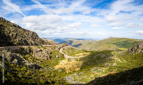 Snake shaped road to the top of the mountain at Serra da Estrela