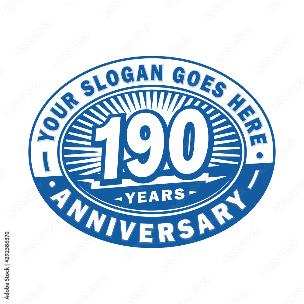 190 years anniversary design template. 190th logo. Blue design - vector and illustration.