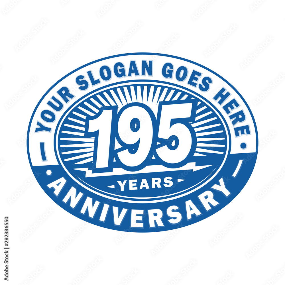 195 years anniversary design template. 195th logo. Blue design - vector and illustration.