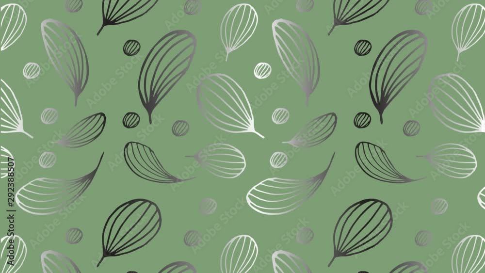 hand draw leaves shimmer on a green background hand draw leaves shimmer on a green background