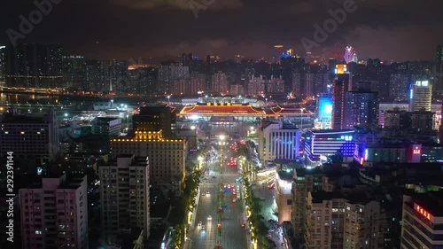 Wallpaper Mural night illuminated zhuhai traffic road border port macau city aerial panorama 4k china Torontodigital.ca