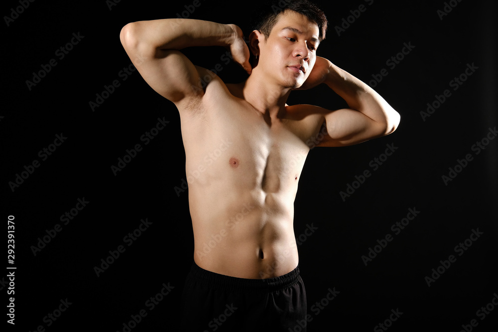 athletic muscular bodybuilder man with naked torso six pack abs. fitness workout concept athletic muscular bodybuilder man with naked torso six pack abs. fitness workout concept
