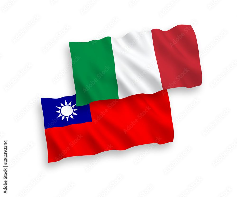 Flags of Italy and Taiwan on a white background