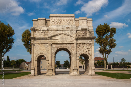 Arc de Triomphe, a historical landmark from Roman time in Orange, France.