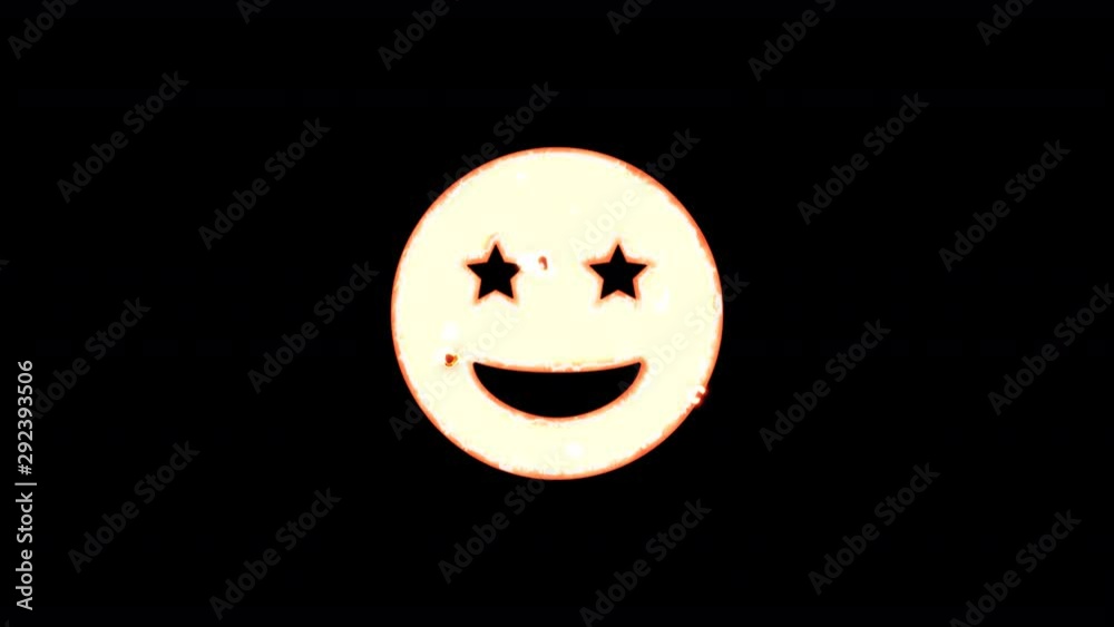 Symbol grin stars burns out of transparency, then burns again. Alpha channel Premultiplied - Matted with color black Symbol grin stars burns out of transparency, then burns again. Alpha channel Premultiplied - Matted with color black