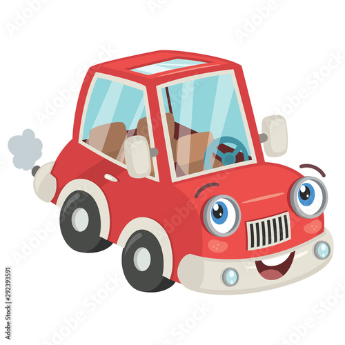 Funny Cartoon Red Car Posing