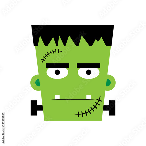 Halloween Frankenstein Vector illustration.  Frankenstein face. Illustration for kids, card Halloween, print. photo