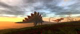 Dinosaur Extinction. Extremely detailed and realistic high resolution 3d illustration.