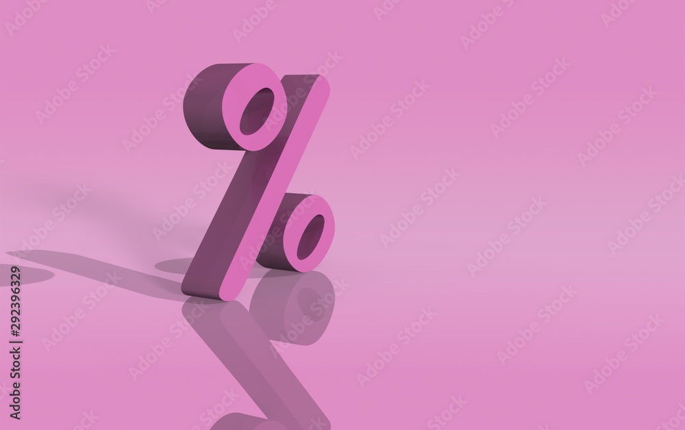 Shopping and sale. Percent sign. 3d Rendering with multicolors. Shopping and sale. Percent sign. 3d Rendering with multicolors.