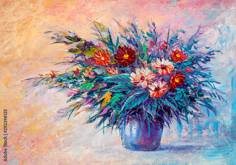 Obraz Obraz olejny bukiet kwiatów.