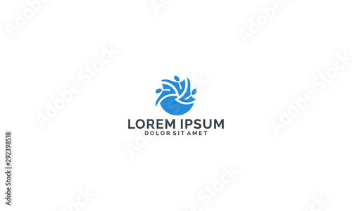 Recruitment or wealth company logo template icon isolated vector with human and globe symbol in flat design monogram illustration