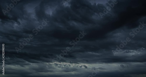 Beautiful Timelapse Loop dark storm clouds. Dramatic cloudy sky. Calmness, meditation and relax concept. motion big stormy rain thunderstorm clouds photo