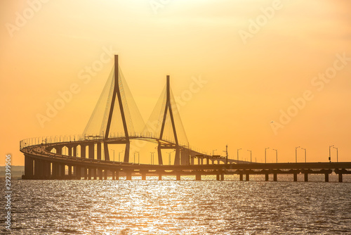 Sunset at Incheon Bridge at the inson sea in South Korea