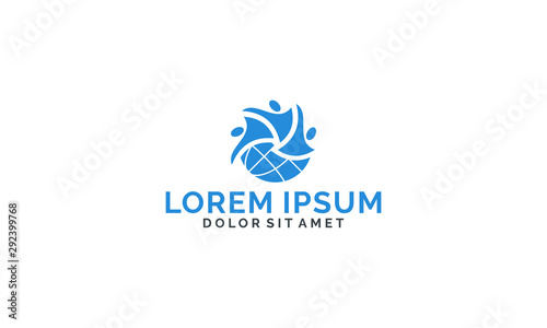 Recruitment or wealth company logo template icon isolated vector with human and globe illustration.eps