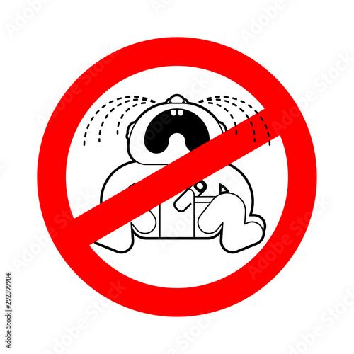 Stop Crying baby. Red road Forbidding. Ban Childrens tantrum