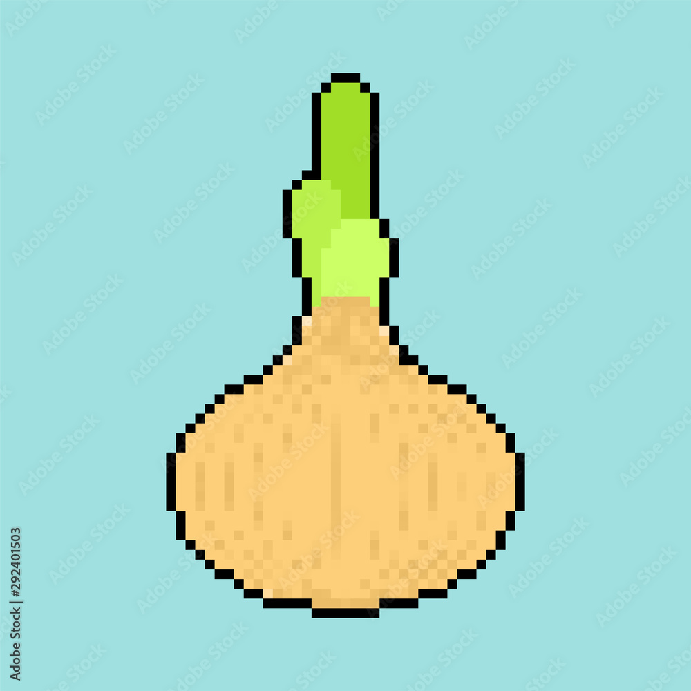 Onion pixel art isolated. 8 bit vegetable. vector illustration