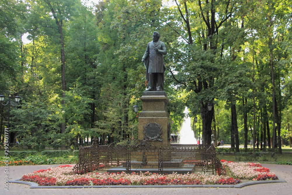 Smolensk, Russia, Monument of Great Russian composer Michael Glinka in Glinka Park on summer day