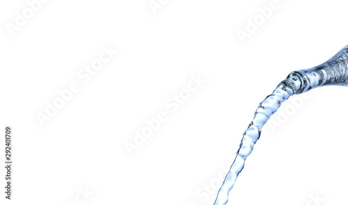 clear water flowing out of bottle isolated in front of background - 3D Illustration