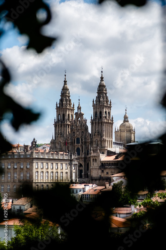Cathedral of Santiago de Compostela in a sunny day  the end of the way of saint james for many pilgrims  Galicia  Spain