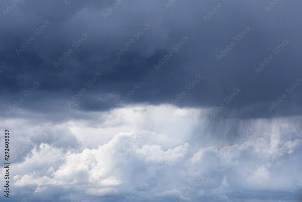Autumn rainy weather. Autumn sky landscape. Storm cloud and rain. Weather before the storm. Selective focus.