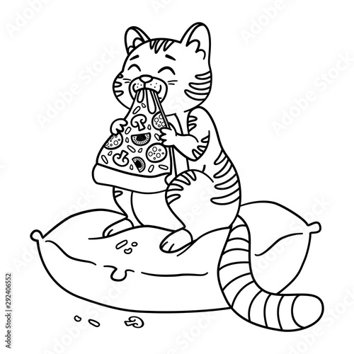 Cat with a pizza slice.