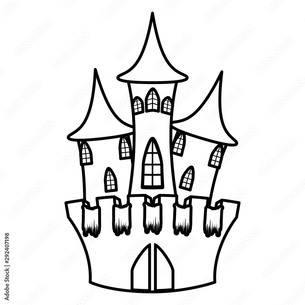dark castle building halloween icon