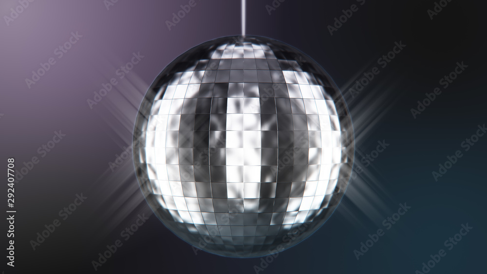 Fototapeta premium Photorealistic Disco Ball Spinning seamless with Flares. 3d rendering