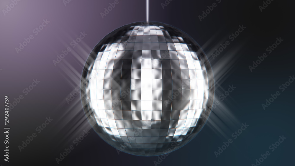 Obraz premium Photorealistic Disco Ball Spinning seamless with Flares. 3d rendering