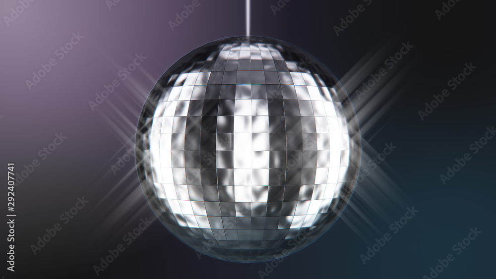 Fototapeta premium Photorealistic Disco Ball Spinning seamless with Flares. 3d rendering