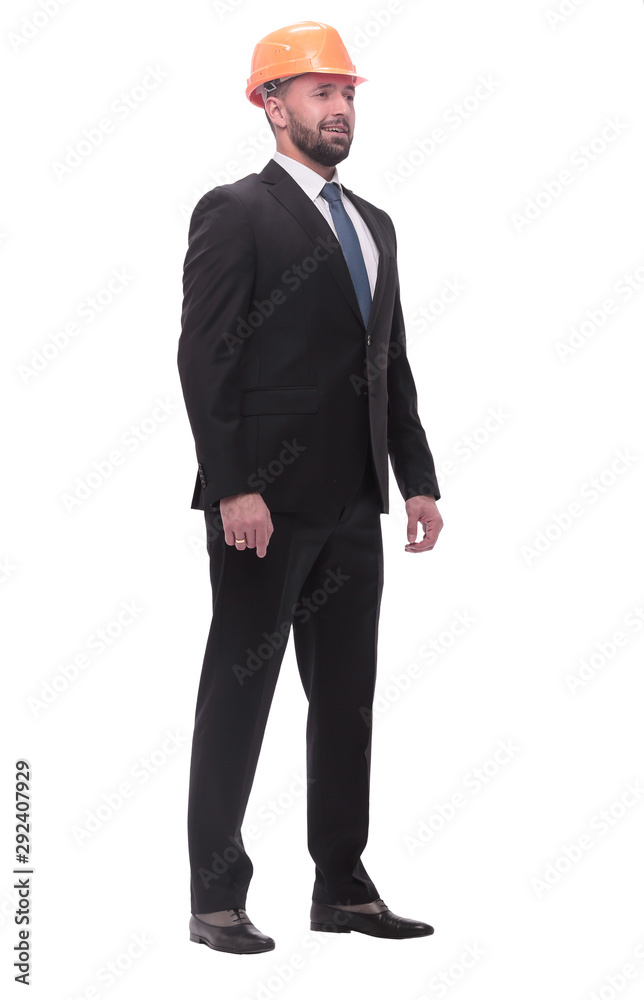 side view.businessman in helmet looking at copy space. side view.businessman in helmet looking at copy space.